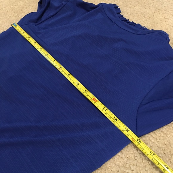 Heart Soul blue Keyhole Ruffle Front Bodycon Blouse Top Size XL - Picture 12 of 16